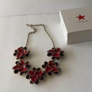 Vintage Ann Taylor Fuchsia and Purple Floral Necklace